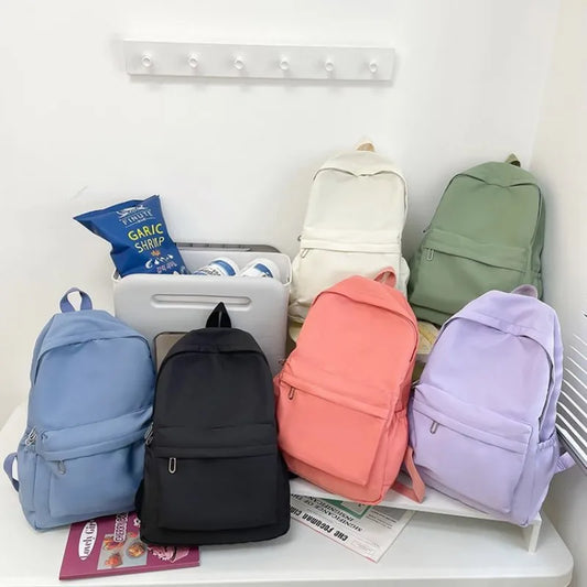 Waterproof Large Capacity Backpack Smooth Zipper Solid Color