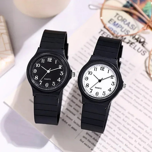 Black Unisex Kids Watches Soft Silicone Strap