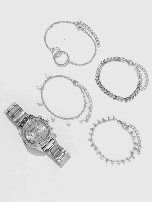 5 PCS Ladies Fashion Watch and Bracelets