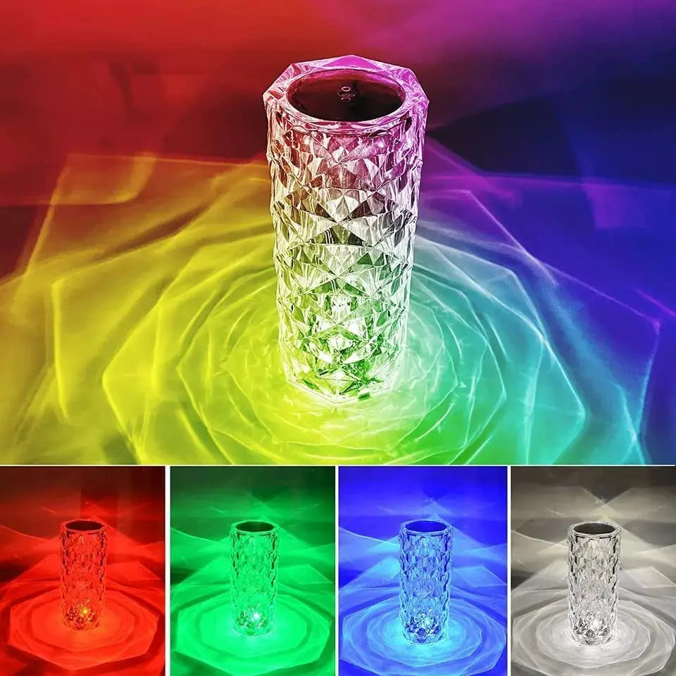 Rechargeable 16 Colors Rose LED Night Light Color Changing Crystal Touch Lamp