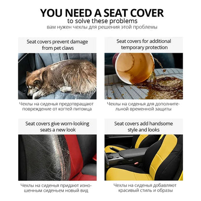 2pcs Universal Car Seat Cover Polyester Fabric Protect Seat Covers