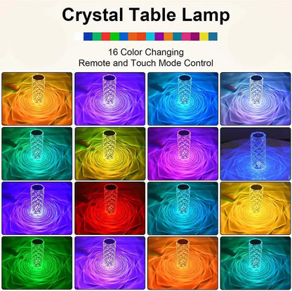 Rechargeable 16 Colors Rose LED Night Light Color Changing Crystal Touch Lamp