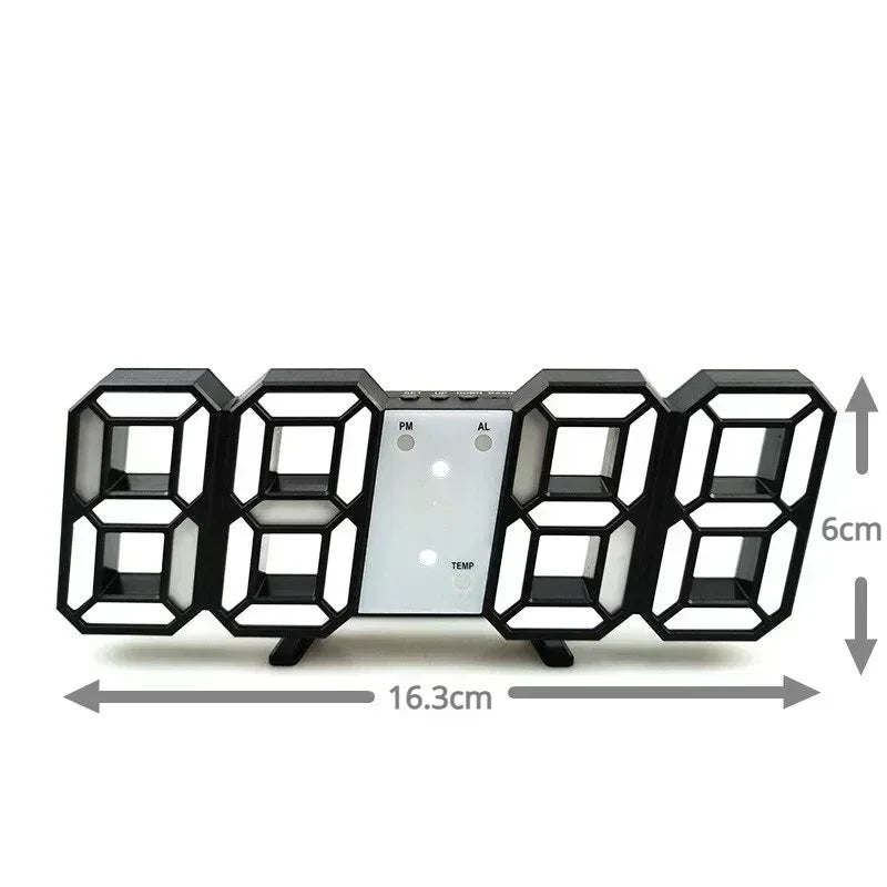 3D LED Digital Alarm Clock Wall mounted & Freestanding