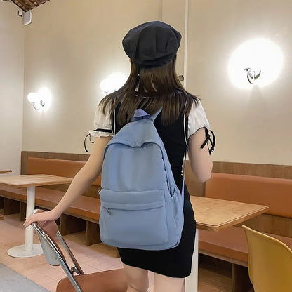 Waterproof Large Capacity Backpack Smooth Zipper Solid Color