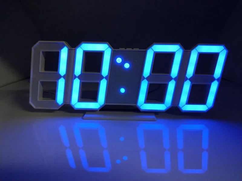 3D LED Digital Alarm Clock Wall mounted & Freestanding