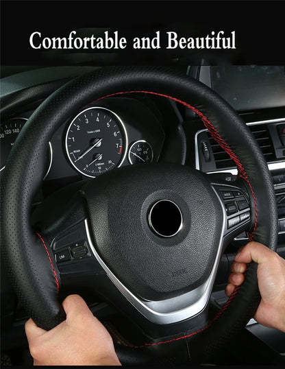 Microfiber Leather 38cm Car Steering Wheel Cover