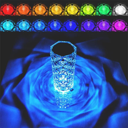 Rechargeable 16 Colors Rose LED Night Light Color Changing Crystal Touch Lamp